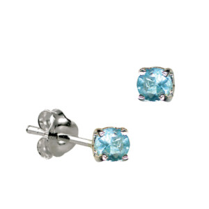 Sterling Silver 4mm Claw Set March  Aquamarine Crystal