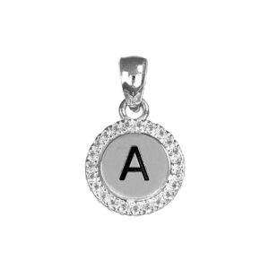 Letter A CZ Disc Pendant