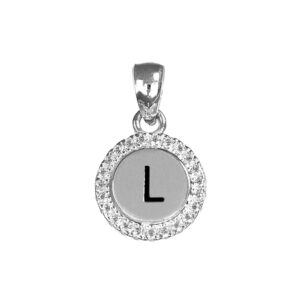 Letter L CZ Disc Pendant