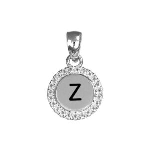 Letter Z CZ Disc Pendant