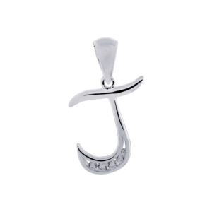 Letter J CZ Pendant